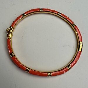 Coral & Gold Hinged Bangle Bracelet – New